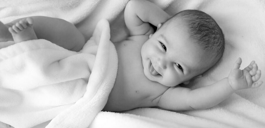 bed, baby, newborn, child, blanket, black and white, portrait, girl, bedroom, face, infant, newborn baby, monochrome, baby portrait, baby photoshoot